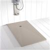 SHOWER ONLINE Piatto doccia in resina PLES scarico centrato lato superiore Colore Sabbia 100x80 finitura effetto ardesia antiscivolo, griglia dello stesso colore e piletta