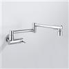 XSDSM Rubinetto Cucina A Muro Ottone Rubinetto Lavello Cucina Pieghevole per Riempimento Pentole,Argento