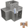 GeZu Impex Connettore per Pali X 121x121 mm Zincato a Caldo Pergola Connettore Angolare a 4 Vie Staffa per Fai-da-Te in Legno Connettore per Legno