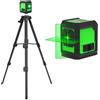 PORFOYO Laser a linee incrociate con treppiede, livella laser con treppiede, autolivellante con doppio modulo laser, laser a linee incrociate, verde, per lavori interni e ristrutturazioni fai da te