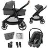 Maxi-Cosi Zelia S Trio2 Passeggino neonati 3 in 1, 0-4 anni, fino a 22 kg, Trio completo con passeggino reclinabile convertibile in carrozzina, seggiolino auto i-Size e borsa passeggino, Grigio Scuro