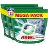 Ariel Cialde All-in-1 Detersivo Liquido Lavanderia Pastiglie/Capsule 135 Lavaggi (45x3) Originale Brillante Pulizia Anche A Freddo