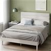 Zinus Piper Letto 150 x 190 cm - Altezza 30 cm - Rete imbottita con testiera - Supporto a doghe in legno - Nessuna rete - Bianco rotto