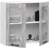 BDW - Armadio da cucina sospeso Oliwia W Bianco/Cemento 80x30,5x72cm - Pensile da cucina - Armadio a muro - Contenitore - Vaiselle