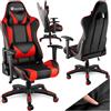 tectake® Sedia da Gaming per Gamer, Poltrona da Ufficio Ergonomica, Sedia Gaming con Braccioli Imbottiti, Doppie Rotelle Resistenti, Struttura Robusta, Regolabile, Portata fino a 120 kg - Nero/Rosso