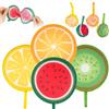 Svalor Set di 4 ventagli pieghevoli, scomparti rotondi, portatili, pop-up con motivo frutta, scomparti estivi per frutta, per raffreddamento, matrimonio e decorazione per la casa, festival, feste