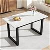 LARFOEK Tavolo da pranzo allungabile, 140/180 x 80 x 75 cm, rettangolare industriale, per soggiorno e sala da pranzo, bianco