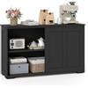 GIANTEX Credenze a 3 Ripiani, Mensola Regolabile, 2 Porte Scorrevoli, Ampio Spazio di Stoccaggio, Ideale per Sala da Pranzo, Cucina, Soggiorno, 106,5x33x60 cm, 3 Colori (Nero)