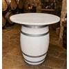 Agorà Botti Botte Tavolo da 100 Verniciato bianco con i cerchi argentati, Altezza 85 cm, Diametro 80 cm