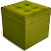 MG Design Pouf contenitore imbottito 45 × 45 cm Verde - capacità ca. 50 L, fino a 300 kg, superficie morbida con leggero riflesso, struttura in legno massiccio, già montato e facile da pulire