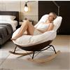 AuraFurn Sedia a dondolo, ergonomica, seduta e schienale extra spessi, moderna poltrona lounge per soggiorno e camera da letto, robusta base in legno e telaio in metallo, resistente alle cadute