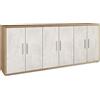 Sarmog Mobile 6 Ante, Madia Soggiorno Moderna, Mobile Ingresso, Mobile TV Soggiorno, 3 Piani Regolabili Removibili, Made in Italy, Kit 84x203x41 cm, Noce Stelvio/Ossido Bianco