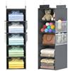 ALLTIDYUP Organizer Armadio da Appendere - Tasche in Rete, Borsa Sospesa Strutturata, Pieghevole e Salvaspazio per Vestiti, Scarpe, Cappelli - Ideale per Dormitori, Camper e Armadi (Grigio, 5 Ripiani)
