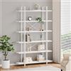 HSH 6 Tier Tall White Bookshelf, Industrial Modern Vertical Metal and Wood White Bookcases 6 Shelf,Farmhouse Open Large Storage Book Shelves & Display Book Shelf for Bedroom Living Room Office