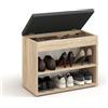 KOMTO Scarpiera Ingresso con Seduta - Panca Rovere Sonoma Porta Scarpe con Coperchio, Panchina Scarpiera, Panca da Ingresso, Mobile Portascarpe Salvaspazio | Sofia 60 x 48 x 32 cm