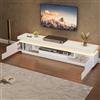 VIEKOS Supporto per TV da soggiorno, 175 x 38 x 45 cm, con 2 armadi a forma di L e 1 cassetto, lucido, con LED, adatto per TV da 75 pollici