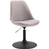 CLP Sedia Da Pranzo Regolabile Maverick In Stoffa I Sedia Design Rosa Scandinavo Base Tonda In Metallo, Colore:grigio, Colore del telaio:nero