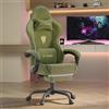 Verdego Sedia Gaming Ergonomica, Poltrona Gaming con Cuscino Massaggio Lombare, Poggiapiedi Estraibile, Poggiatesta, Tessuto in velluto, Regolabile in Altezza, Schienale Reclinabile (Verde)