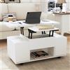 Lexiou Tavolino da caffè multifunzionale sollevabile: il desktop può aprire 2 tavoli, bianco + bianco, grande capacità, mobili moderni per soggiorno, ufficio, tavolo da pranzo, tavolo per il tempo libero,