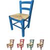 PALUPLUS Sediolina in Legno di Faggio, misura 30x24x52 cm, Seduta in Paglia Intrecciata, Sedia Baby Bassa da Camino, per Cameretta, Cucina, 21F (Azzurro)