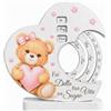 Regalami Bomboniera Calendario Perpetuo Orsetto Rosa - Calendario Infinito con Ruote Girevoli 12x12 cm - Bomboniera Completa