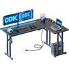 ODK Scrivania Gaming Led con Porta E presa Di USB, Postazione Gaming con Gancio per Cuffie, Tavolo Gamer con Piano Del Tavolo in Fibra di, Scrivania Gamer Angolare Carbonio Nera 130×90 cm