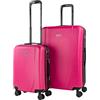 ITACA - Set valigie - Set Valigie Rigide Offerte. Valigia Grande Rigida, Valigia Media Rigida e Bagaglio a Mano. Set di Valigie con Lucchetto Combinazione TSA, Fucsia/antracite