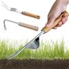 BAOSROY Estirpatore Erbacce Manuale,3PC Sarchiatrice Manuale,Sarchiatore per Erbacce Manuale,Estrattore per Denti Leone,Sarchiatore Manuale con Manico in Legno in Acciaio Inossidabile,per Diserbo,Trapianto