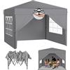 ACXIN Gazebo pop-up, 3 x 3 m, con 3 livelli di altezza, robusta tenda per feste con tetto argento-Oxford, gazebo da giardino con corde, picchetti e borsa per il trasporto (grigio, con pareti laterali)