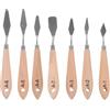 HANABASS Set di 7 Spatole per Pittura Manico in Legno e Lame in Acciaio Inossidabile, per Miscelare Colori su Tela e Acquerello