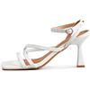 Rio Fiore 2681L-1-A - Sandali da donna con cinturini, colore nero, bianco, beige, marrone, argento, rosa fucsia, tacco da 8,5 cm, argento, 42 EU Stretta