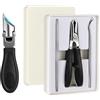 Beugo Three Sets of Eagle Beak Beveled Nail Clippers, Slanted Nail Clipper, Tagliaunghie Smussato Con Grande Apertura Con lima di vetro e pulisci unghie, Adatto per unghie incarnite e spesse, Nero