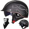 EBAYIN Caschi Cromwell Jet e Demi-Jet Casco Moto A Mezzo Casco Retrò Harley Casco Anticollisione Di Sicurezza Per Scooter Chopper Cruiser DOT / ECE Con Occhiali A Sgancio Rapido,C-XL=（61~62cm）