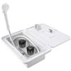 panfudongk Kit Box Doccia Esterna per Camper, Kit Box Doccia Esterna con Interruttore Caldo/Freddo, Cabina Doccia Esterna con Serratura e Chiavi, Doccia per Camper con Tubo in Metallo da 1,5m, per Barche, Camper