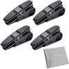 UBRAVE Set da 4 Porta Occhiali da Auto Clip Universale, Supporti per Occhiali da Sole da Auto, Per Occhiali da Sole da Visiera Per Auto Porta Occhiali Clip Per Biglietti da Visita Supporto, Rotazione 180 °