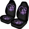 Belidome - Set completo di coprisedili per auto, unisex, universale, protezione morbida per auto, motivo con impronte di zampe di cane e cuori