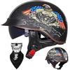 EHKINY Caschi Cromwell Vintage Casco Aperto For Moto Retrò - Mezzo Casco Omologato ECE DOT Con Visiera Resistente Ai Raggi UV, Vestibilità Regolabile, Design Aerodinamico(H,L=(59~60cm))