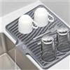 Bibykivn Tappetino Scolapiatti Con Scarico - 50 x 40 cm, Tappetino In Silicone Per Piatti, Senza BPA, Antiscivolo E Resistente Al Calore, Stuoia Da Lavello Per Cucina (Grigio, 40_x_30 cm)