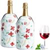 PORFOYO 2 pezzi manicotto refrigeratore di vino, polsino refrigerante per bottiglie, manicotto refrigerante per vino con elastico e stampa, portatile da viaggio, isolante per champagne, vino, spumante