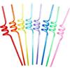 FSSTUD Cannucce riutilizzabili per gelato a spirale, in plastica, 10 pezzi, cannucce colorate, per cocktail, succhi di frutta, bevande, bomboniere, forniture per bambini e adulti