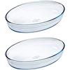 Pyrex O'Cuisine - Cassaforte ovale in vetro, per arrosti, 35 x 24 cm, 3,0 l, confezione da 2
