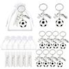 UTTASU 20 portachiavi a forma di pallone da calcio, in stili assortiti, con sacchetti in organza ed etichette di ringraziamento per feste a tema sportivo (20 pezzi)