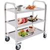 WEIGR Carrello da cucina in acciaio inox a 3 ripiani, carrello da cucina con 4 ruote girevoli a 360° (2 frenabili), carrello da pranzo, adatto per ristoranti cucine o hotel, 70 x 40 x 83,5 cm