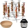 dellyy Accessori per friggitrice ad aria calda, accessori per friggitrice ad aria calda, rack per friggitrice ad aria calda, in acciaio inox, con penna, per padelle, forni, griglie esterne (F, 18,3 cm)
