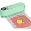 Fvobzxg Mini macchina sottovuoto portatile per lavori continui ad alta velocità, saldatrice per alimenti, con 4 sacchetti sottovuoto e 1 adattatore per gonfiatore (verde)