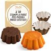 FAH FAMILY AT HOME FAH - Stampi a Fiore per Piccoli Dolci Lievitati, Budini e Tortine 12 cm, H 4,5 cm - 10 Stampini in Carta Monoporzione per Panna Cotta, Flan e Muffin, Resistente ai Grassi, Forno fino a 200°C