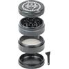 Grass Monkey Grinder in alluminio - 4 pezzi, Ø 5,5 cm - Robusto macinino per erbe con denti affilati e colino per polline, inclusa pala, nero