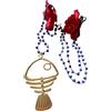 Sorelle Frappalà Collana artigianale fatta a mano all'uncinetto con filato prezioso Lurex, cristalli blu e pendente in Zama a lisca di pesce, chiusura con bottone in cristallo. Pezzo unico. Idea regalo donna.
