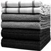 Bumble Towels Set di 6 strofinacci da cucina di alta qualità, grandi asciugamani in cotone, strofinacci piatti e spugne, molto assorbenti, con passante per appenderlo, 50,8 x 71,1 cm (quadretti neri)