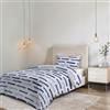 Italian Bed Linen Parure Copripiumino NO STIRO KARMA - prodotto in Italia - Set Copripiumino - Letto Piazza e Mezza, Microfibra - Sacco 200x200 cm + Patella e Federa 50x80 cm - FUN BLU